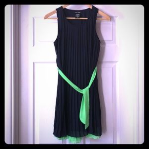 Paper doll navy and green girls dress